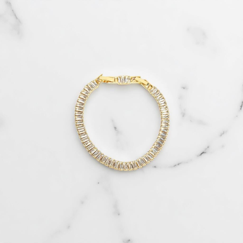 Linea armbånd i rustfrit stål med baguette diamanter
